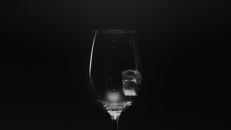 Gefrorene-Blöcke-Fallen-In-Leeres-Glas,-Nahaufnahme.-Konzept-Zur-Zubereitung-Erfrischender-Cocktails