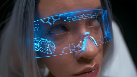Serious-VR-glasses-girl-face-closeup.-Woman-watching-through-smart-goggles