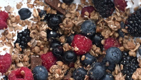 Fresh-berries-granola-spinning-yoghurt-closeup.-Dairy-dessert-organic-breakfast