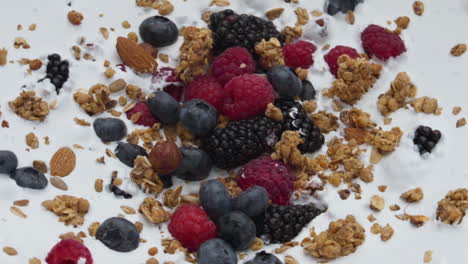 Healthy-berry-crunchy-breakfast-with-natural-yogurt-in-super-slow-motion-closeup