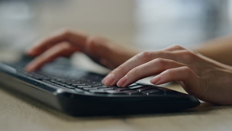 Manager-hands-typing-desktop-keyboard-closeup.-Journalist-woman-writing-article.