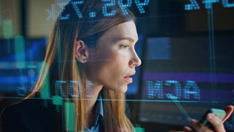 Busy-manager-calculating-data-in-numbers-hologram-closeup.-Focused-stock-trader