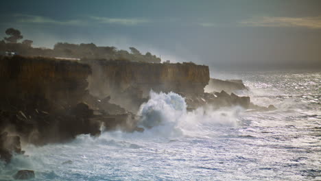 Storm-ocean-hitting-rocky-coastline.-Powerful-waves-splashing-making-explosion