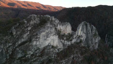 Seneca-Rocks-Drone-Pan-Sunset