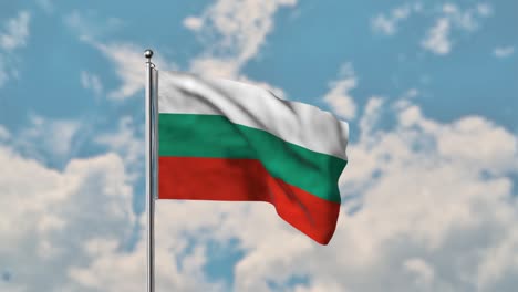 Bulgaria-flag-waving-in-the-blue-sky-realistic-4k-Video