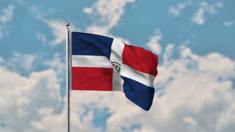 Dominican-Republic-flag-waving-in-the-blue-sky-realistic-4k-Video