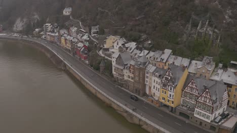Aerial-drone-of-German-river-village---ugraded