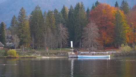 Old-touristic-boat-on-Bohinj-Lake-in-Slovenia