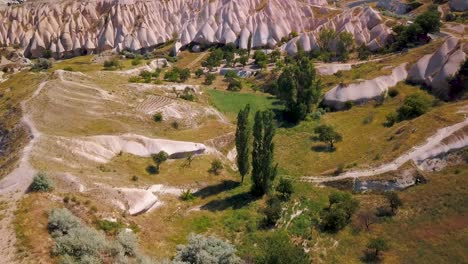 Amazing,-Beautiful-And-Unique-Mountain-Rock-Formations-Of-Uchisar-by-drone,-Cappadocia,-Turkey---Aerial-Shot