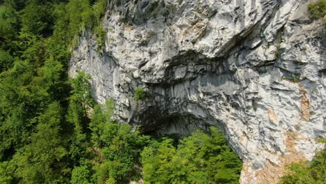 Rocky-cliff-face-in-a-valley-in-Rakov-Skocjan-national-wild-life-park-in-Cerknica,-Slovenia