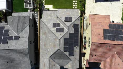 Aerial-Top-Down-View-Solar-Panels-on-Rooftops-in-Residential-Area