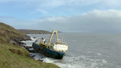 Flying-towards-an-abandoned-shipwreck-on-Ireland’s-south-coast
