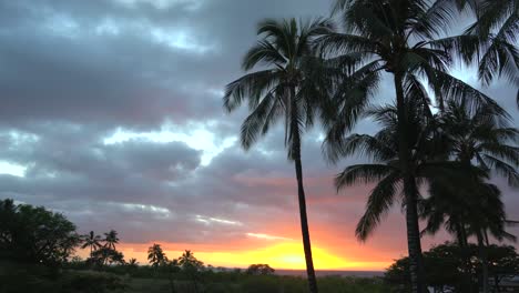 Ein-Tropischer-Inselsonnenunterganghintergrund-Auf-Der-Großen-Insel-Von-Hawaii