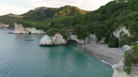 Aerial-Flight-over-Cathedral-Cove-to-reveal-beach