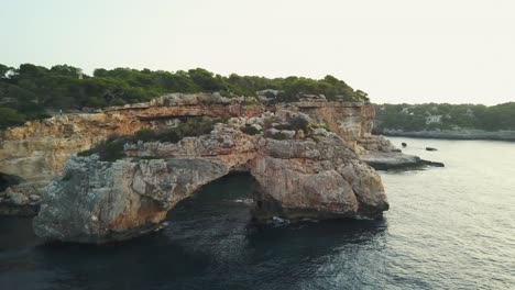 Drone-shot-in-4k-of-the-rock-formation-Es-Pontas-in-Mallorca-at-the-east-coast-of-the-island