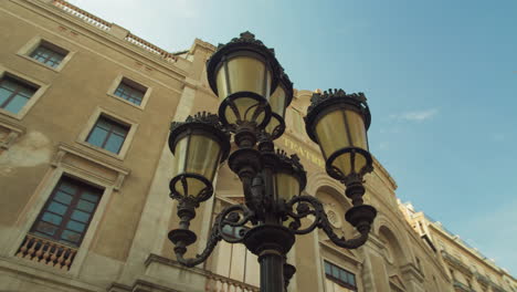 Classic-streetlight-in-Barcelona-outside-a-theater