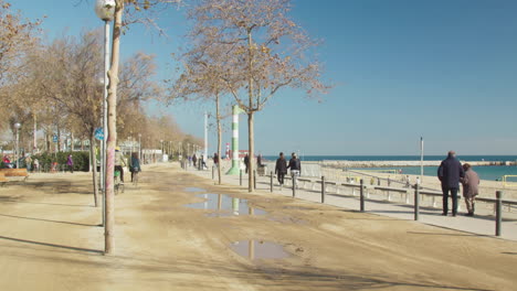 Path-beside-the-beach-of-Barcelona-on-a-sunny-winter-day
