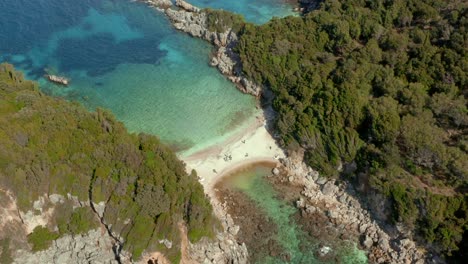 Aerial-View-of-Beautiful-Greece-Travel-Destination-of-Limni-Beach,-Corfu