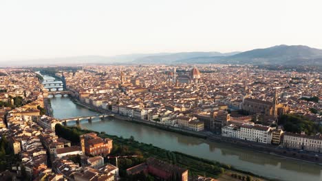 Aerial-View-Of-Florence-Skyline,-Citview-of-Firenze,-Italy