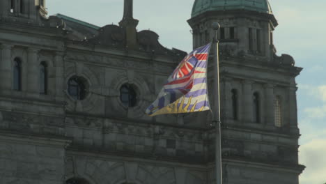 Slow-motion-of-the-BC-Flag-in-front-of-the-Legislative-Assembly-in-Victoria-BC-Canada