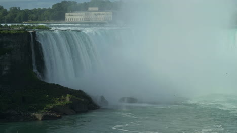 Pan-of-the-Canadian-Horseshoe-Falls,-wide-shot
