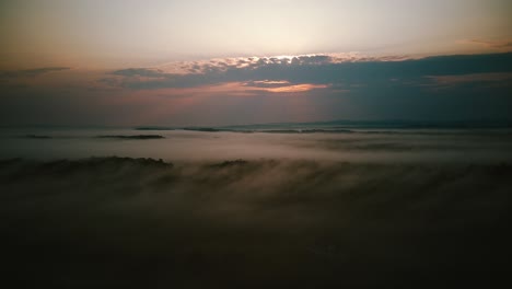 Drone-Shot-Over-Low-Clouds-and-Fog-in-the-Mountains-of-Virginia