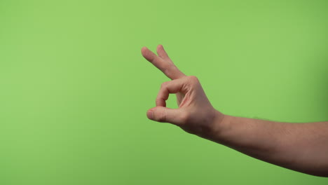 Drei-Handgesten-Vor-Chroma-Green-Screen