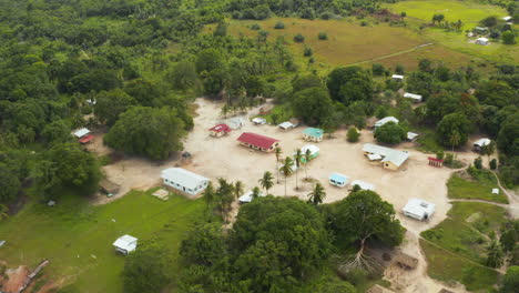 Oscillating-aerial-view-of-a-small-Guyanese-village