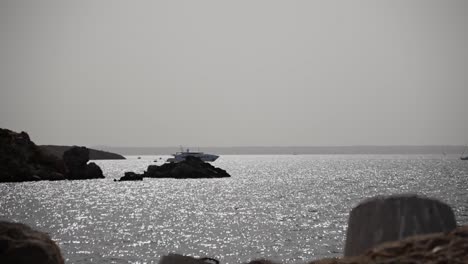 Yacht-on-sunny-summerday-in-the-balearic-sea-Palama-Mallorca-Spain