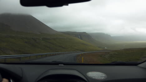 Driving-through-beautiful-Icelandic-nature-on-mountain-road-point-of-view