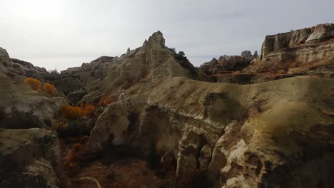 Valley-Trail-Through-Dramatic-Formations-In-Cappadocia,-Turkey