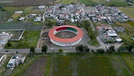 Copandaro-bullring-in-Michoacan,-Mexico-with-drone