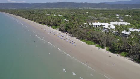 Idyllic-Landscape-At-Four-Mile-Beach-In-Port-Douglas,-Australia---aerial-drone-shot