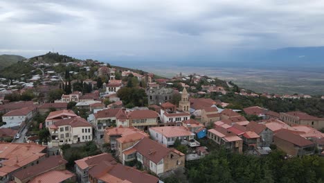 Drone-shot-view-of-residential-in-Kakheti-region,-Georgia