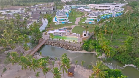 Aerial-drone-view-of-Temptation-Miches-Resort-at-morning-in-Dominican-Republic