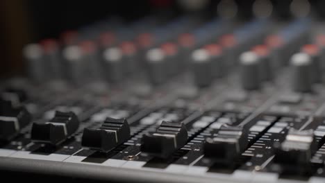Close-up-of-the-buttons-of-a-modern-mixing-console