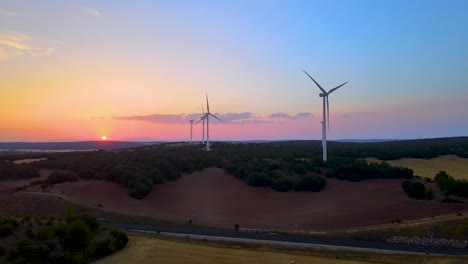 Wind-turbine-eco-farm-on-beautiful-golden-hour