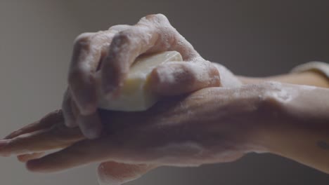 Macro-Shot-Of-Hands-Washing-Carefully-With-Soap,-Personal-Hygiene