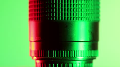 Camera-lens-studio-shot-with-rotating-motion,-close-up-view