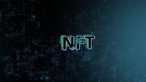 NFT-Concept-Text-Reveal-Animation-with-Digital-Abstract-Technology-Background-3D-Rendering-for-Blockchain,-Metaverse,-Cryptocurrency