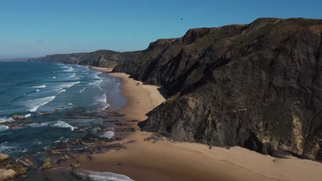 An-incredible-panoramic-view-of-Cordoama-beach,-on-the-west-coast-of-the-Algarve,-Portugal