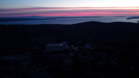 A-beautiful-view-of-the-sunset-and-the-observatory-on-the-mountain