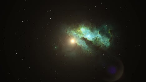 Nebulosa-Verde-En-Medio-Del-Universo-Oscuro