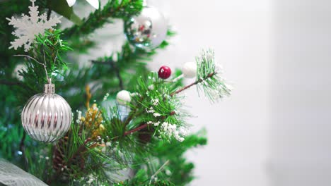 Christmas-decoration-set-with-tree-and-white-lights-for-background-of-titles
