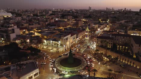 Night-Parallax-drone-shot-over-The-Christmas-tree-in-Jaffa-Tel-Aviv-at-sunset---still-under-construction-#011