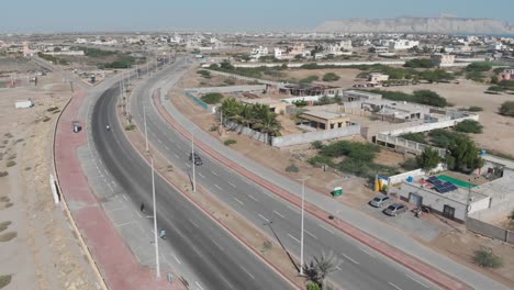 Aerials-hot-of-houses-and-highway-of-gawadar-balochistan