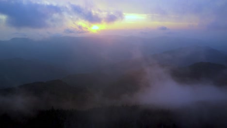 aerial-push-into-sunset-in-the-blue-ridge-mountains-and-Appalachian-mountain-range