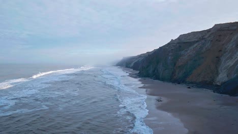 Dramatic-drone-flight-at-the-coast-in-the-morning