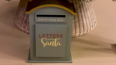 Closeup-gray-post-box-for-letters-to-Lapland-to-Santa-Claus
