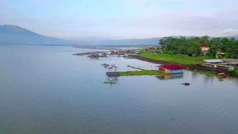 Drone-aerial-view-of-fishing-and-farming-village-on-Rawa-Pening-Lake-Indonesia